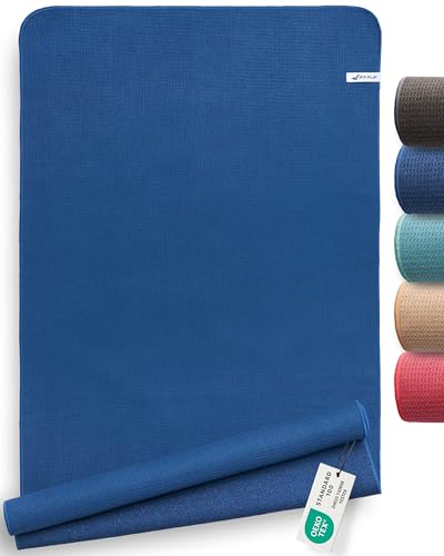 Fit-Flip Yoga Handtuch rutschfest mit Noppen - hygienische Auflage für Yogamatte - Yogatuch schnelltrocknend aus Mikrofaser für Sport Matte und Fitness - Pilates Handtücher (185 x 63 cm – Deepblue)