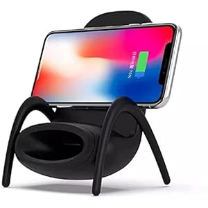 Draagbare mini-stoel draadloze oplader levering, draagbare multifunctionele telefoonstandaard met muzikale luidspreker…