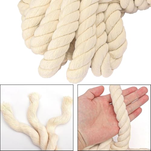 Image of VHM [1 INCH x 20 FEET] 25 CM Off White Strong Cotton Rope for Hanging Craft Climbing Swing Tug of War Gym Decoration Nautical, Landscaping, Railings, Hammock, Wedding Etc