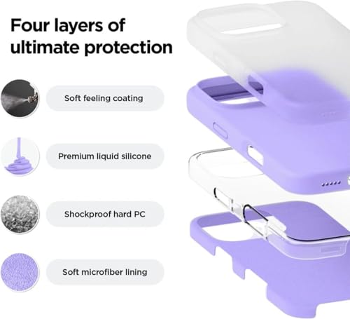 Image of Premium Liquid Silicone Case for iPhone 17 Pro - Slim Full Body Protective Back Cover with Soft Microfiber Lining, Anti-Slip Grip Scratch Resistant Phone Case (Deep Purple)
