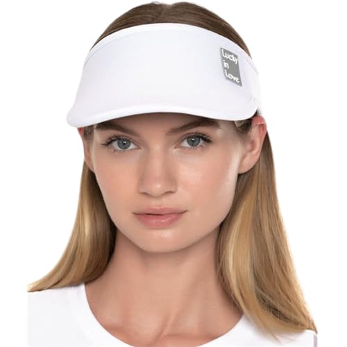 Lucky In Love Lucky Logo Stretch Visor White