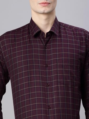 Image of Majestic Man Men's Pure Cotton Slim Fit Checkred Full Sleeve Classic Collar Everyday Formal Shirt
