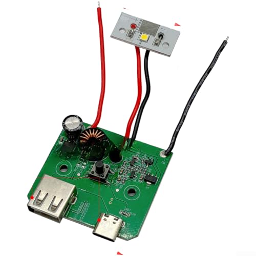 Besshepplo Placa de circuito de batería de litio con USB C e indicador LED de carga USB, diseño compacto portátil para cargar teléfonos y pequeños dispositivos electrónicos, color verde, 4 5 x 4 cm