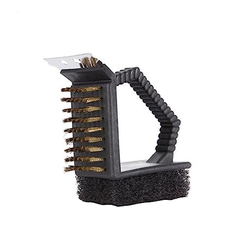 BCOATH BBQ Cleaning Brush Tool with Bristles and Heavy Duty Scouring Pad Ergonomic Design for Easy Use Porcelain and Cast Grills