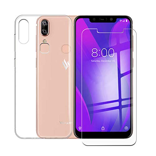 QFSM Transparente Funda + Cristal Templado para Vsmart Active 1+ / 1 Plus (6.18