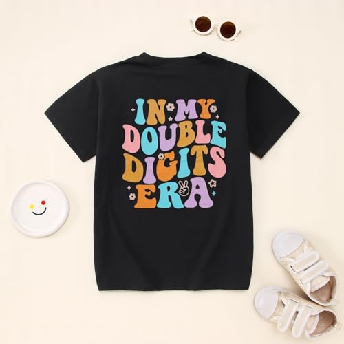 Image of IZYJOY in My Double Digits Era Shirts Girls 10th Birthday T-Shirts 10 Years Old Birthday Party Short Sleeve Summer Tee Tops