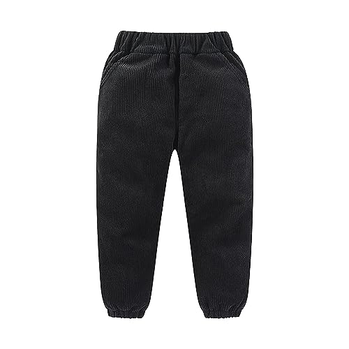Little/Big Kids Fall and Winter Girls Solid Color Corduroy Elastic Waistband Ankles Pants with Girls Elephant Pants