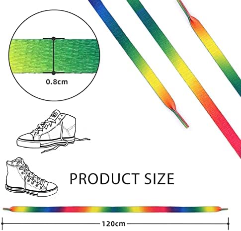 Grevosea 4 Pairs Rainbow Laces Colorful Shoelaces Flat Sport Laces Sneakers Laces Elastic Rainbow Gradient Shoe Laces for Adult Trainers Sneakers Sports Shoes Hiking Running Walking(120cm)