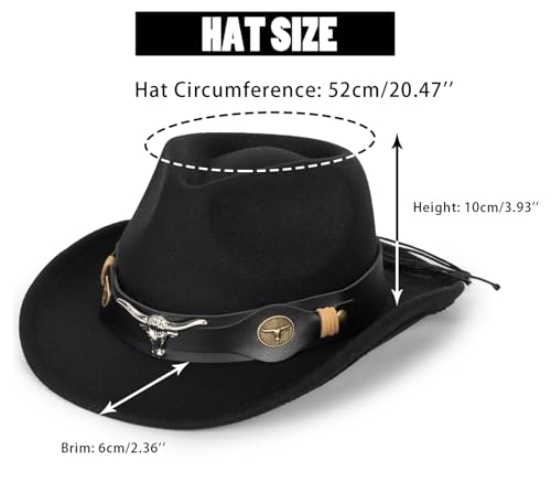 Kids Western-Cowboy-Hat Wide-Brim Vintage-Felt-Cowgirl-Hats for 2-6 Years Boys Girls2