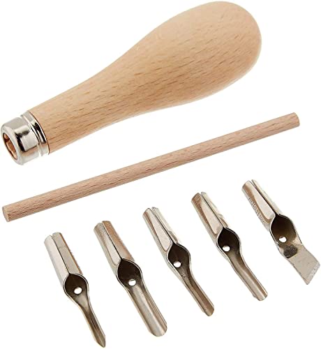 Image of KRAFTMASTERS 5 in 1 Linoleum Cutter Tools. 5 Blade Set for Lino Cutting, Linograph Printmaking Stamp. Great Cutters for Rubber Stamps, DIY Carving, Blocks, Sculpting