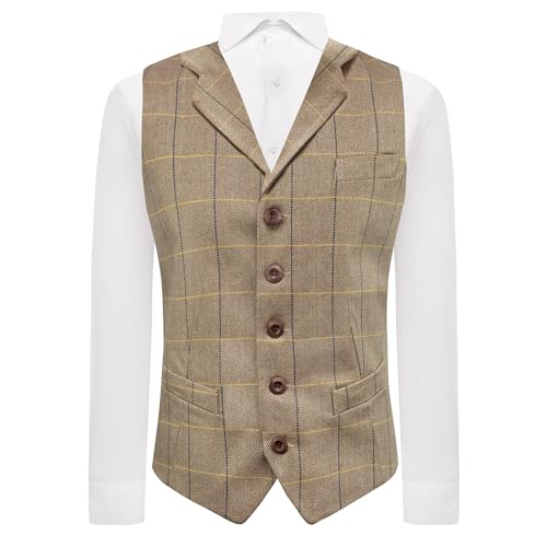 Gilet à carreaux marron chêne en tweed pour vos mariages et événements chic