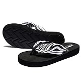 [Teddy] ビーチサンダル レディース 厚底 軽量 滑り止め トングサンダル ヒール 3.2cm 痛くない sandal042 (24.5cm(39), B：ブラック×ゼブラ)