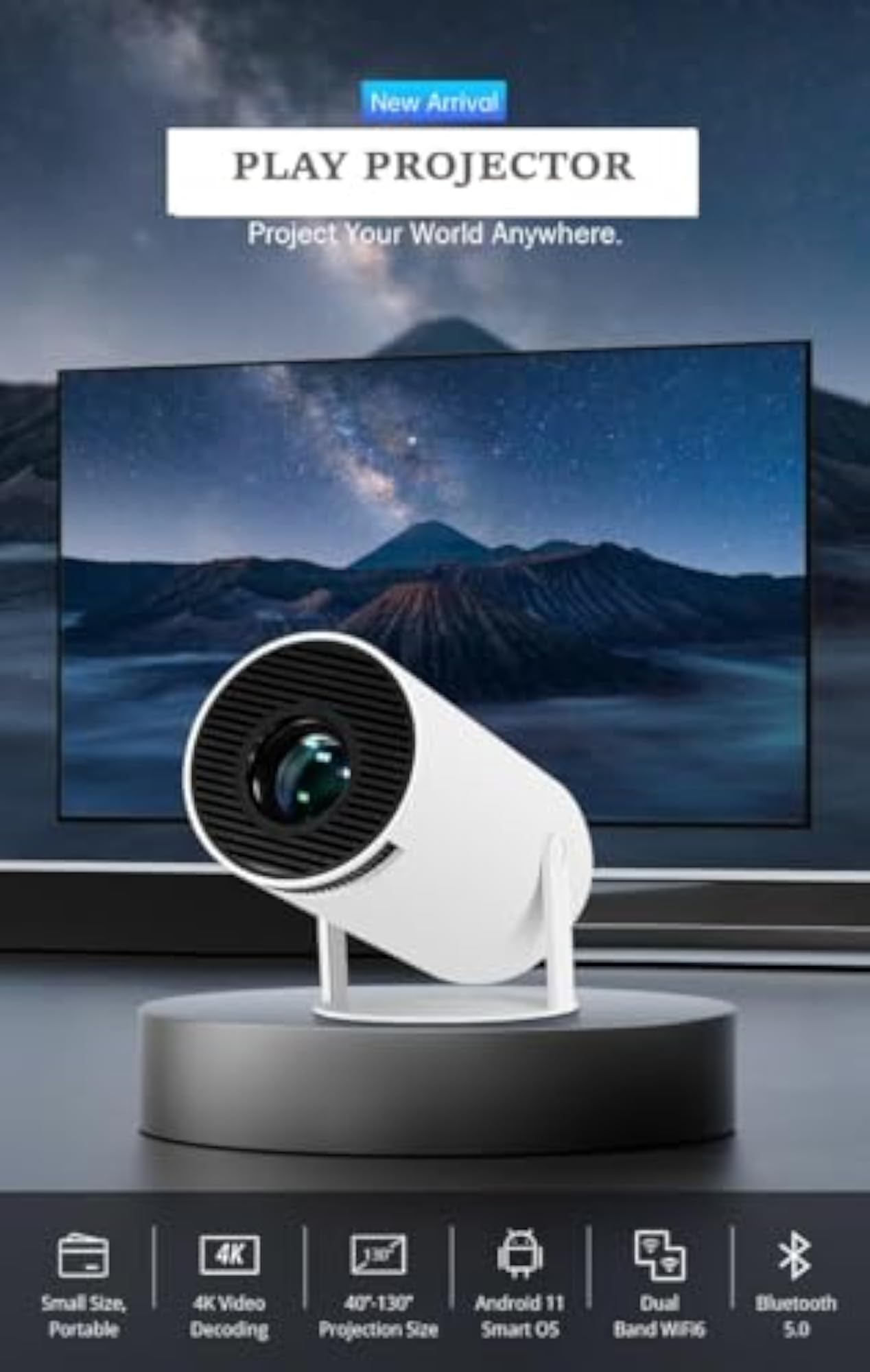 Android 5G WiFi Projector, 4K Support