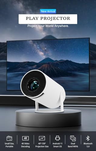 Image of BIGASUO Andriod 5G WiFi Projector Home 4K Support 1080P Smartphone Full HD Portable Builtin YouTube Other Apps Auto Keystone 4000 Lumens 200 inch Screen Compatible 4K TV Stick (BG69)