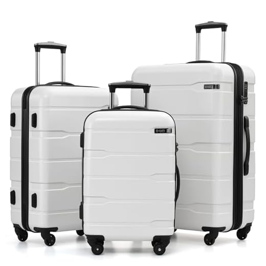 Coolife Expandable 3 Piece Luggage Set