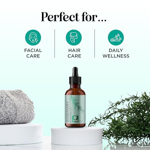 Image of Pure Rosemary Oil for Hair Care - Volumizing Aromatherapy Rosemary Essential Oil for Diffuser Plus Hair Skin and Nail Care - Nourishing Rosemary Hair Oil for Enhanced Shine and Dry Scalp Care (2oz)