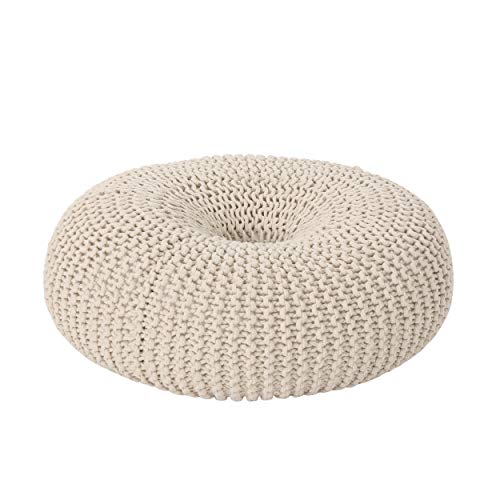 Preisvergleich Produktbild Christopher Knight Home Truda Strickpouf, Baumwolle, Donut-Design, Beige