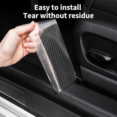 Image of Transparent Car Door Sill Protector Roll, Carbon Fiber Scratch Protection Film, Self Adhesive Entry Guard Tape, Car Door Edge Protection Sticker, Waterproof Protective Strip for Cars (5M) (White)