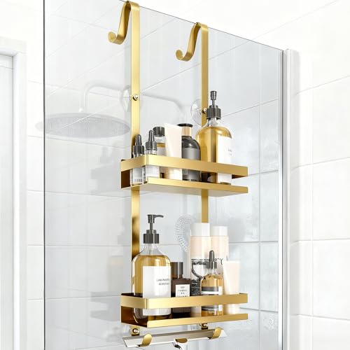 Estante de ducha sin taladrar, organizador de baño, estantería de ducha sin taladrar, estante de ducha para colgar puertas de ducha de cristal, estante de ducha para colgar champú, soporte para ducha
