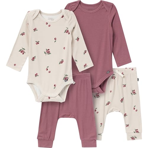 Modern Moments by Gerber baby-girls 4-pack Long-sleeve Bodysuit & Pant Set