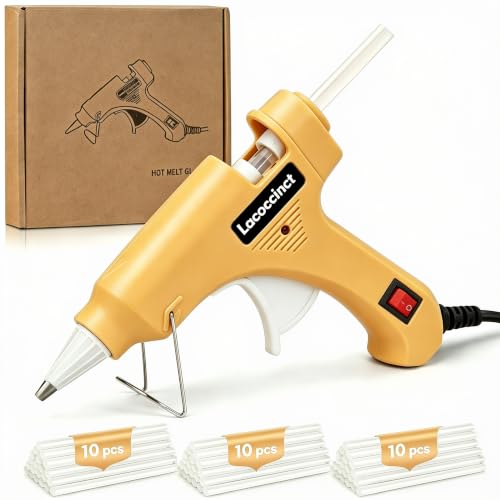 Image of Hot Glue Gun Kit with 30 Glue Sticks, 20W Mini Glue Gun Set (Yellow) | Fast Preheating, Compact, Hot Melt Glue Gun Ideal for School Classroom Crafts DIY Arts and Quick Home Repairs
