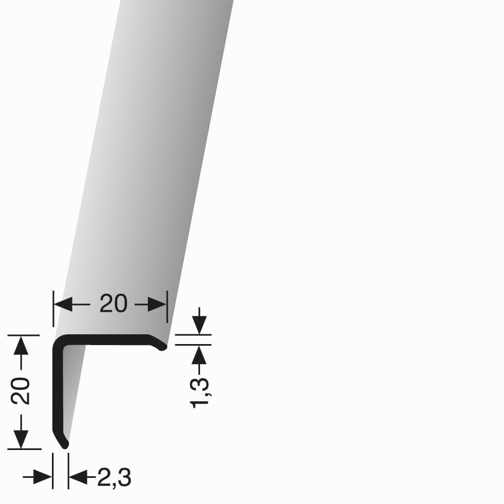 Alberts 475154 Profilé pour protection d'angle | aluminium, anodisé, couleur argent | 1000 x 19,6 x 8,6 mm