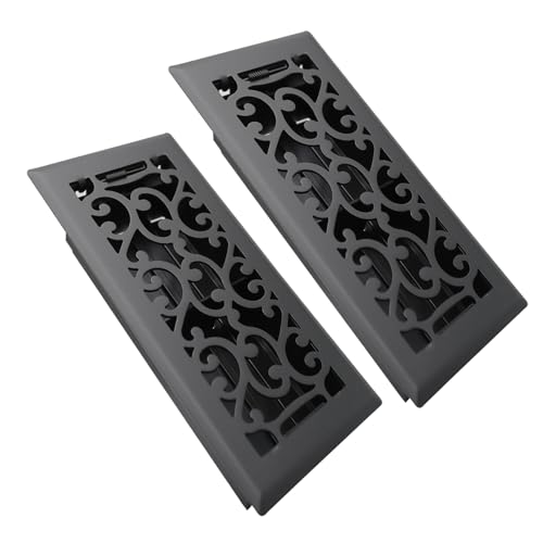 4x8 in Air Floor Vents Register - Heavy Duty Steel Decorative Covers (2 Pack)