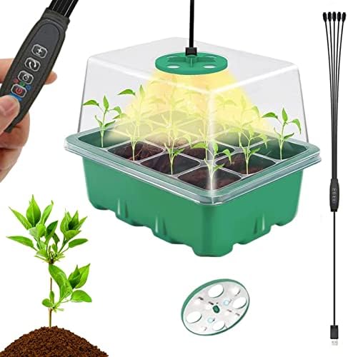 Bandeja de plántulas con luz, kit de macetas de plántulas, bandej...