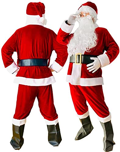 [BXINF] 【スタイリスト監修！】サンタクロース 衣装 メンズ 10点 セット サンタ コスプレ コスチューム 人気 (スタンダードスタイル（大きめレギュラーサイズ）)