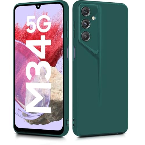 Image of WOW IMAGINE Slim Back Cover for Samsung Galaxy M34 5G | Galaxy F34 5G | Blade Series Ultra Thin Case with Lightweight Design | Camera Protection | Soft Matte Silicone Flexible Mobile Case - Green