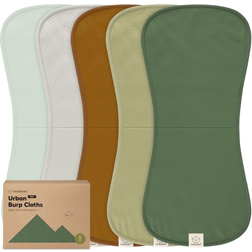 Image of KeaBabies 5-Pack Organic Burp Cloths Baby Girl, Boy - Extra Large, Absorbent Baby Burp Cloths, Soft Burping Cloths for Babies, Newborn Burp Clothes, Cotton Burp Rags,Thick Burp Cloth (Hunter/Quin)