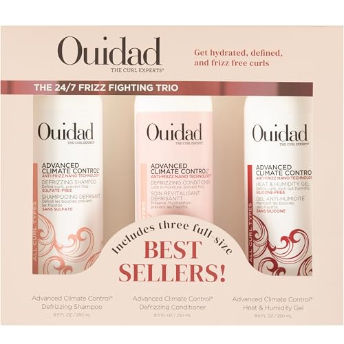 Ouidad Advanced Climate Control Heat & Humidity Styling Kit, Anti Frizz Curly Hair Products to Lock in Moisture & Block Humidity, Flexible, Long-Lasting Hold, No Parabens & Sulfates