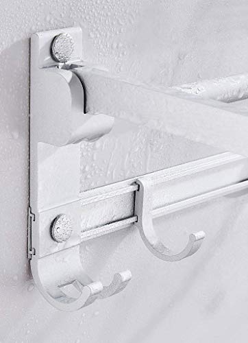 Toallero de aluminio espacial con estante de baño plegable doble de 60 cm 7