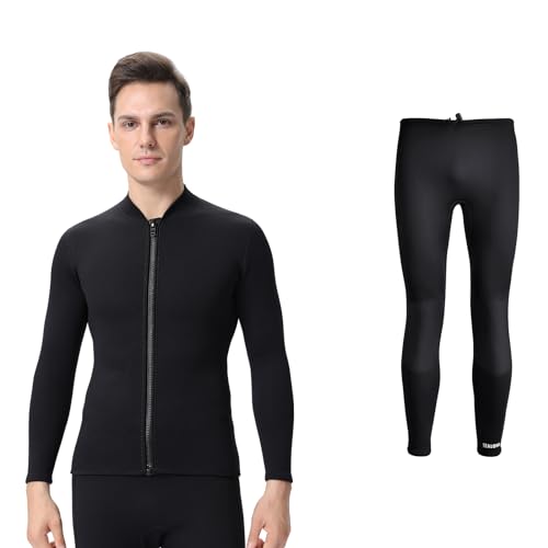 Chaqueta de neopreno para hombre 2mm y pantalones 3mm, manga larga, ropa para buceo, surf y deportes acuáticos (Tallas XL) miniatura 1