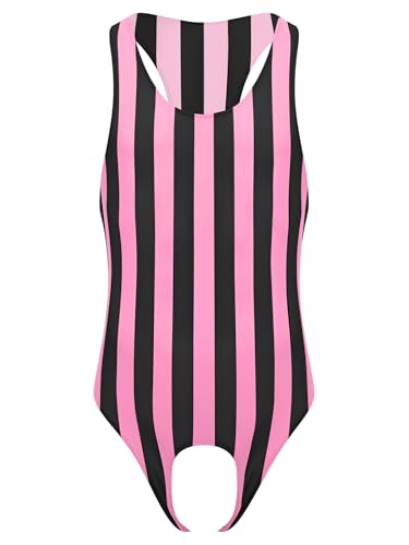 Kvysinly Traje de baño sin mangas para hombre Body String entrepierna abierta camiseta interior, rosa negro, S