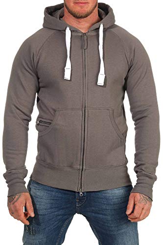 Happy Clothing Sudadera con Capucha para Hombre, Hoodie con Cremallera, Disponible en Tallas Grandes, Farbe:Gris Antracita/Carbon, Größe Textil:4XL