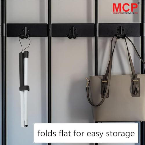 Image of MCP Healthcare Folding Blind Cane Reflective Red Folding Walking Stick for Vision Impaired and Blind People (White)