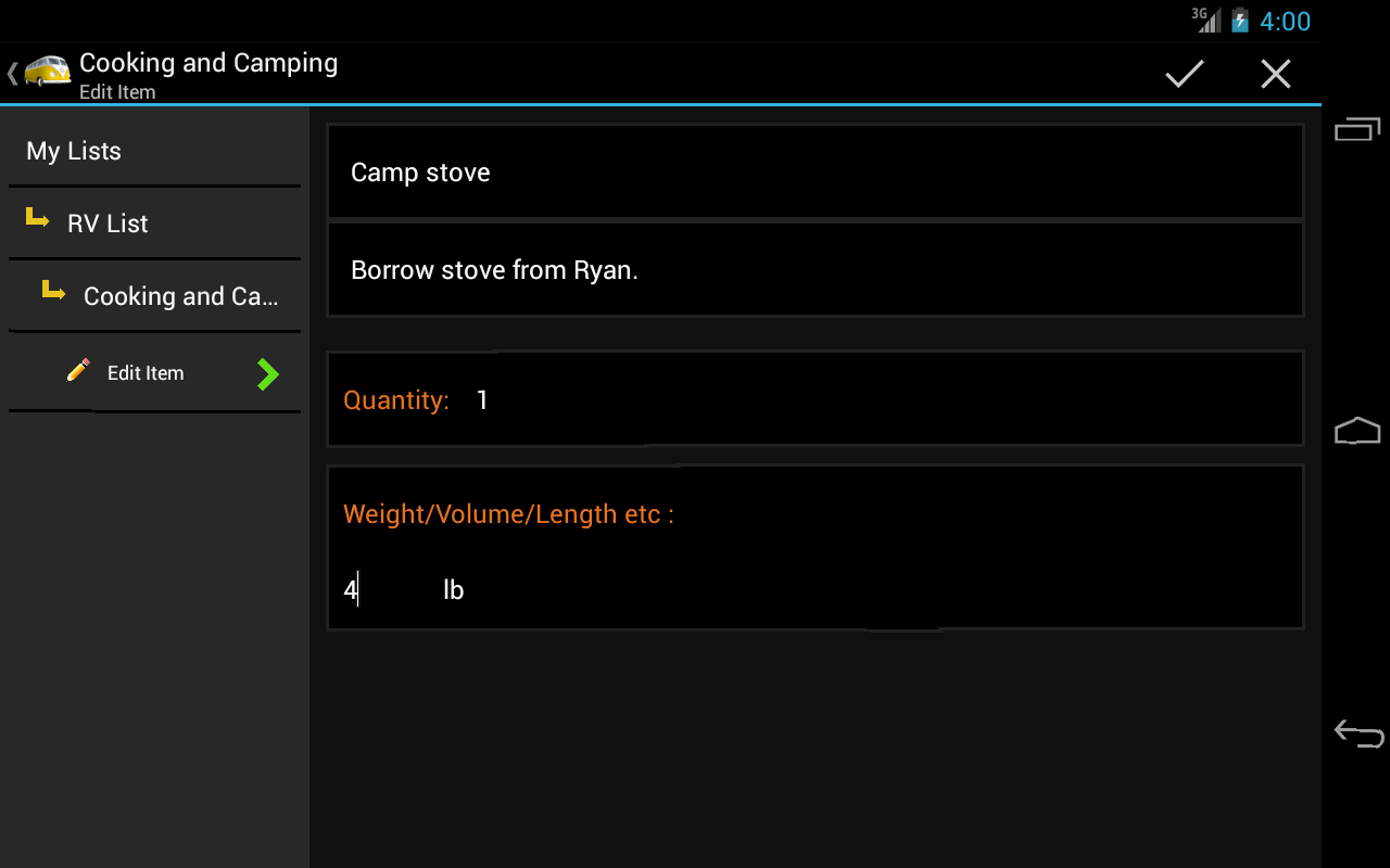 RV Checklist App on Amazon Appstore