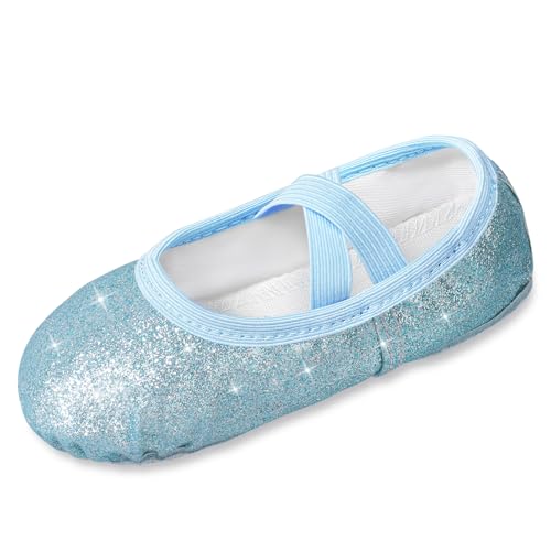 Comfyouth Ballettschuhe Mädchen Ballettschläppchen Kinder Glitzer Ballerina Schuhe Geteilter Sohle Ballett Tanzschuhe Ohne Krawatte für Gymnastik Tanz Praxis