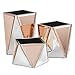 Beautify Rose Gold Mirrored Storage Pots for Makeup Cosmetics, Brushes, Jewelry and Accessories - Geometric Silver and Rose Gold, Set of 3