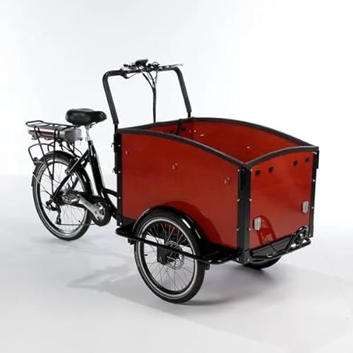 Dutch Electric Cargo Tricycle Bike – Classic 3 Wheel Trike with 500W Motor, LCD Display, and Large Cargo Space, Maroon Red Basket, Perfect for Family Outings