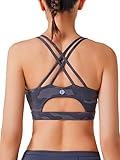 RUNNING GIRL Sports Bras for Women,Strappy Back Workout Bras Padded Supportive Camouflage Sports Bra(WX2354 Camouflage Black,M)