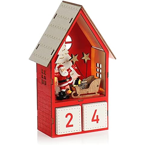 COM-FOUR® LED Adventskalender aus Holz Cover