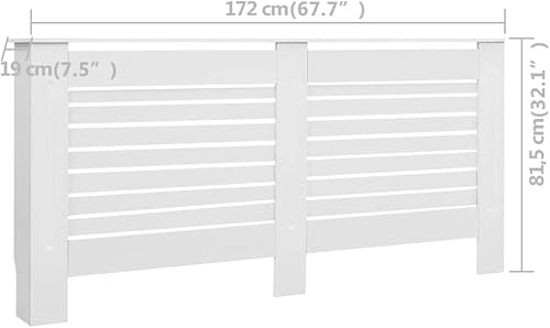 Vista 43 de Estante rectangular moderno blanco del gabinete de la cubierta del radiador, 44.1"x7.5"x32.1", sala de estar, independiente