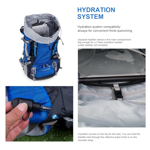 Mountaintop Rucksack 80L mit internem Rahmen für Wandern und Backpacking