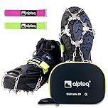 Alpteq® EisKralle – Grödel Steigeisen mit 19 Edelstahl-Spikes – Eiskrallen & Schuhspikes für Wanderschuhe – Anti-Rutsch Schuhkrallen für EIS & Schnee – Ideal zum Wandern, Joggen & Klettern im Winter