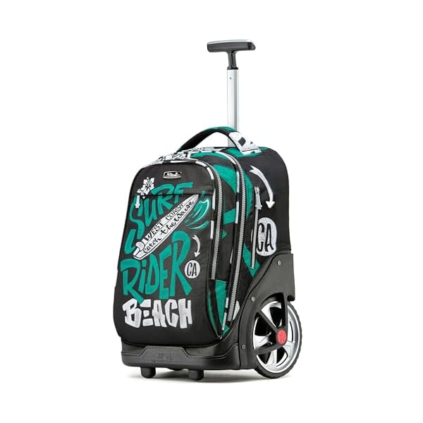 NEW TILAMI 19 Inch Large Rolling Backpack with Oversized Big Stair-Climbing Wheels, Waterproof Wheeled School Bag for 17 Inch Laptop, Heavy Duty Silent Travel Luggage, Green Surf Rider