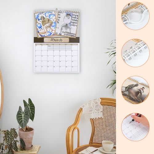 Calendário Medieval Pics 2025, calendário de fotos medievais engraçadas com ilustrações, calendário