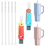 Straw Cleaner Brush for Stanley, Extra Long Straw Cleaner Brush Set for Stanley Yeti Tumbler, 3 in 1 Cup Lid Cleaning Brush Kit for Yeti Mugs, Multifunctional Water Bottle Brushes for Cleaning