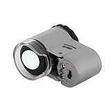 50X Pocket Magnifier Mini Jewelry Coins Stamps Eye Loupe Magnifying with 2 LED Illumination 1 Light Adjustable Focus Lens with Storage Bag